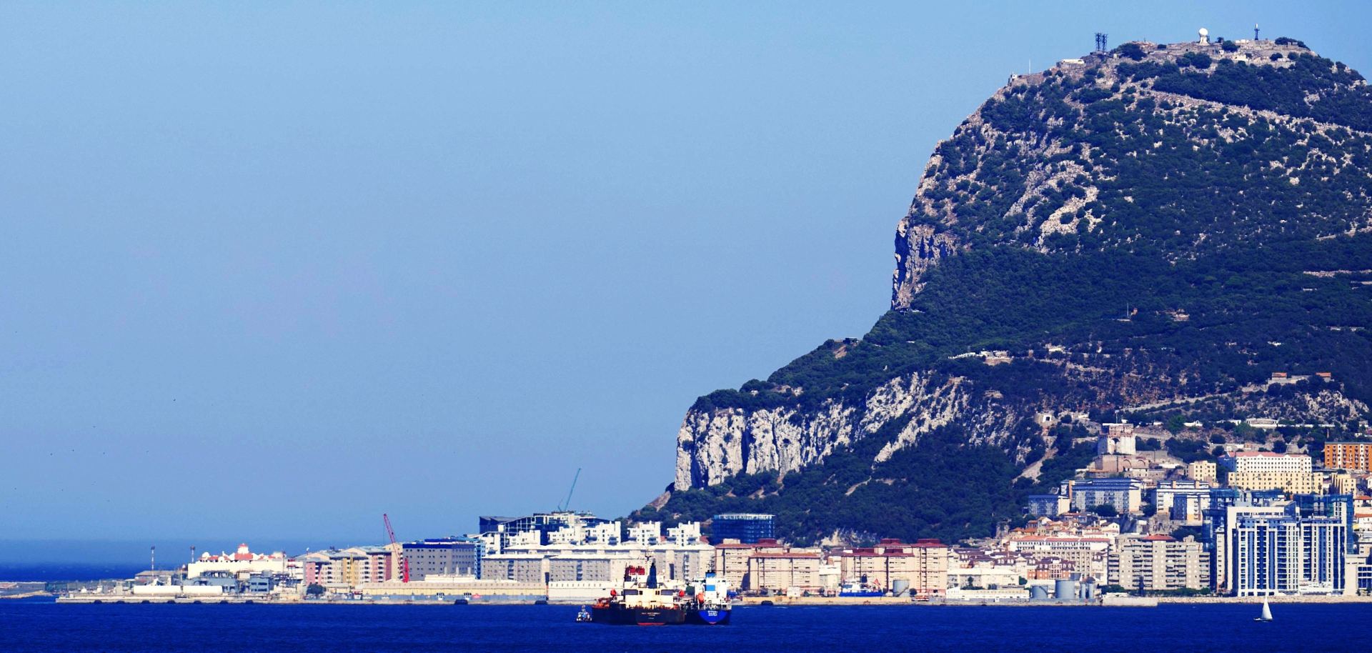 View of the Rock of Gibraltar, showcasing its iconic landmark and scenic surroundings.